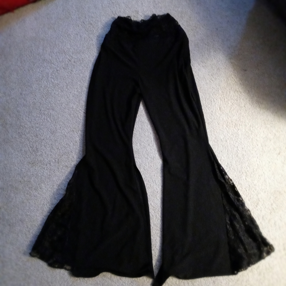 Black Flair leg with lace inlaid and Lace waist Sz x small Petite